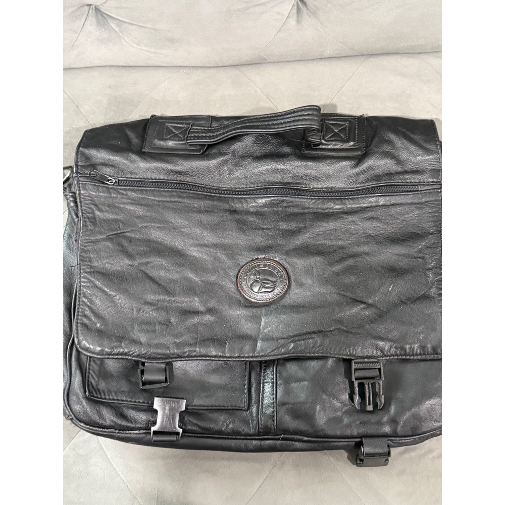 Vtg Gold duck pure Leather Collection Messenger‎ Bag Laptop Briefcase